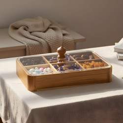 Wooden Six-Section Serving Platter